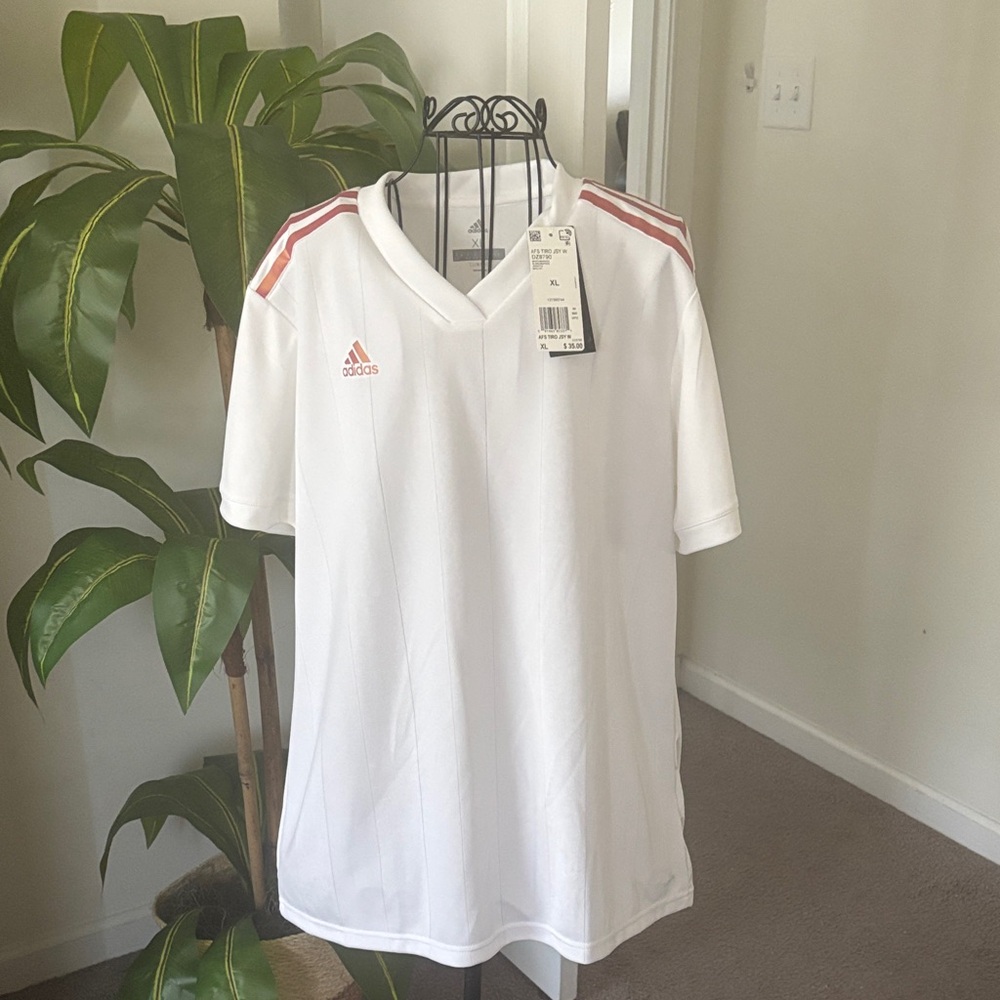 Adidas Women’s White Jersey with Red Stripes